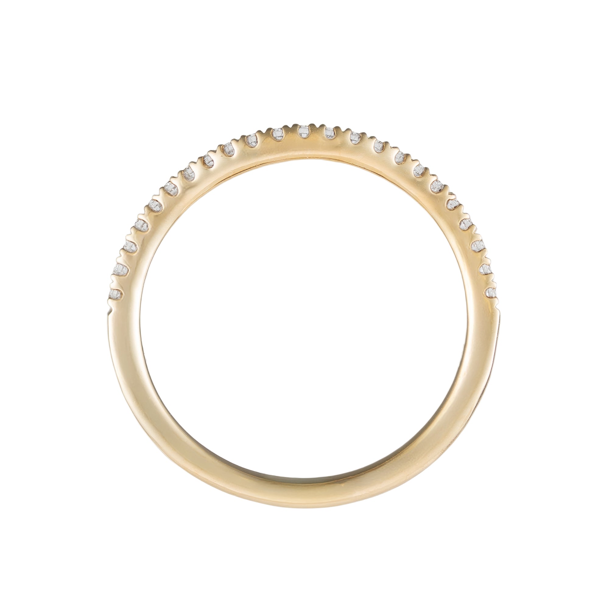 14K Yellow Gold Petite Diamond Prong Set Contour Wedding Band