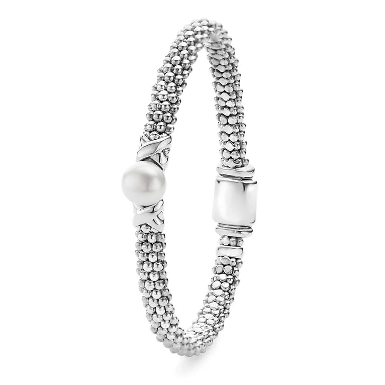 Sterling Silver Luna Pearl Button & X Bracelet by LAGOS