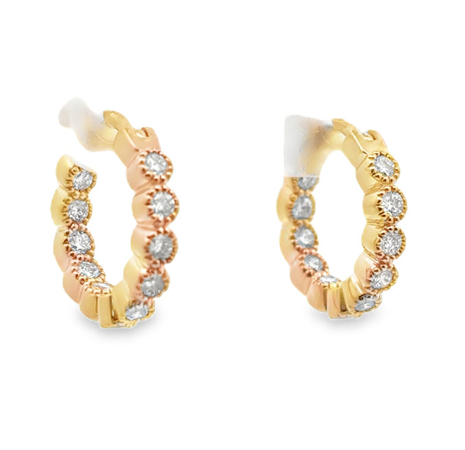 18K YG Bezel Set Inside Out Diamond Huggies by Erica Courtney