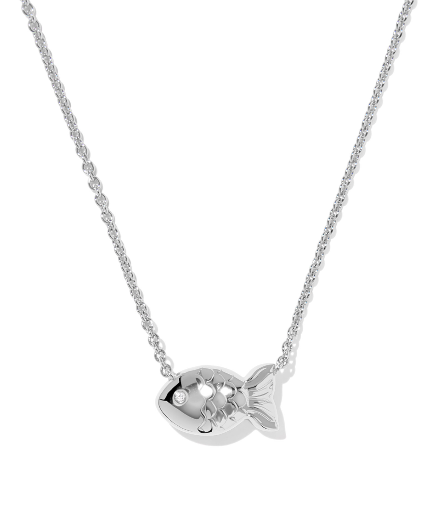 Rhodium Plated Parker Fish Pendant in Abalone Shell by Kendra Scott