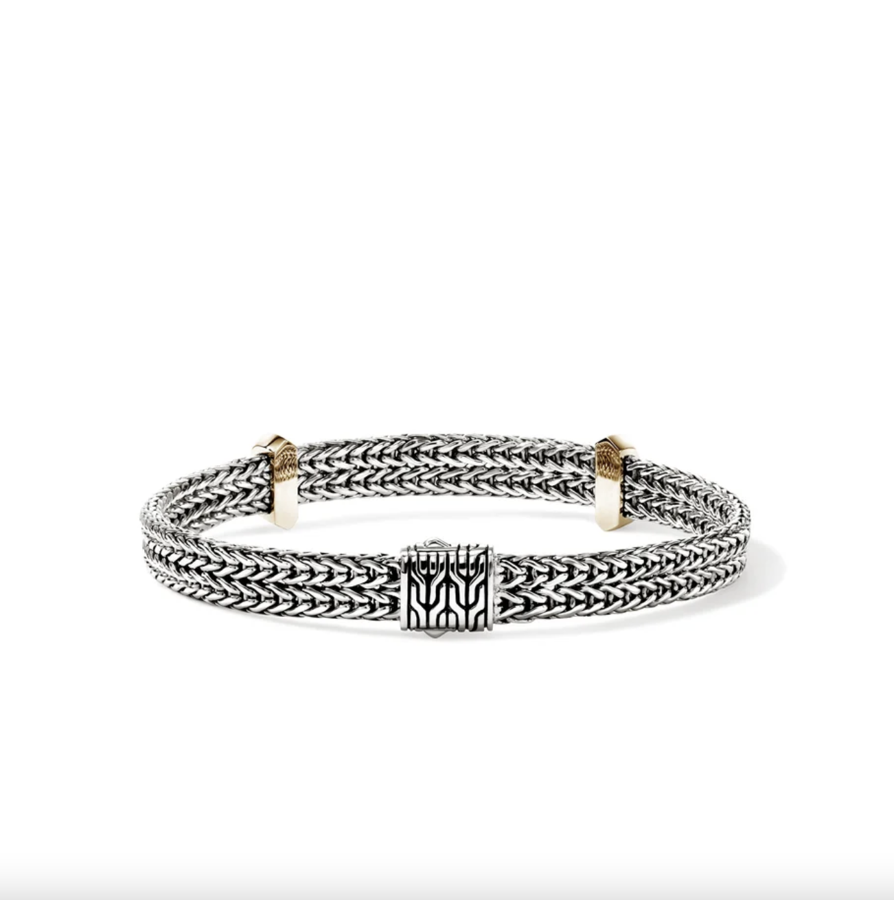 Sterling Silver & 14K Yellow Gold Icon 6mm Flat Double Station Bracelet by John Hardy Main image