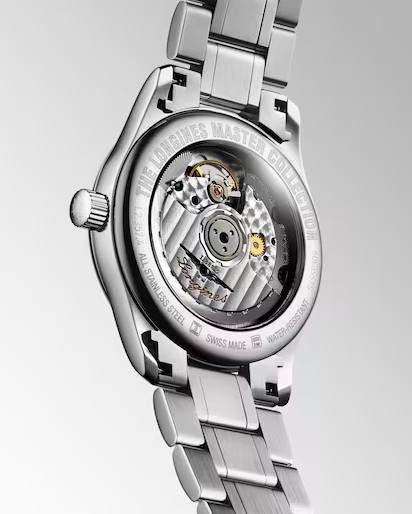 Longines Master 34mm Watch with Beige Dial & Diamond Markers
