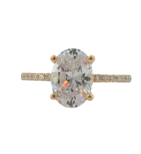 14K Yellow Gold 1/4cttw Petite Diamond Oval Semi-Mount with Hidden Halo Main image