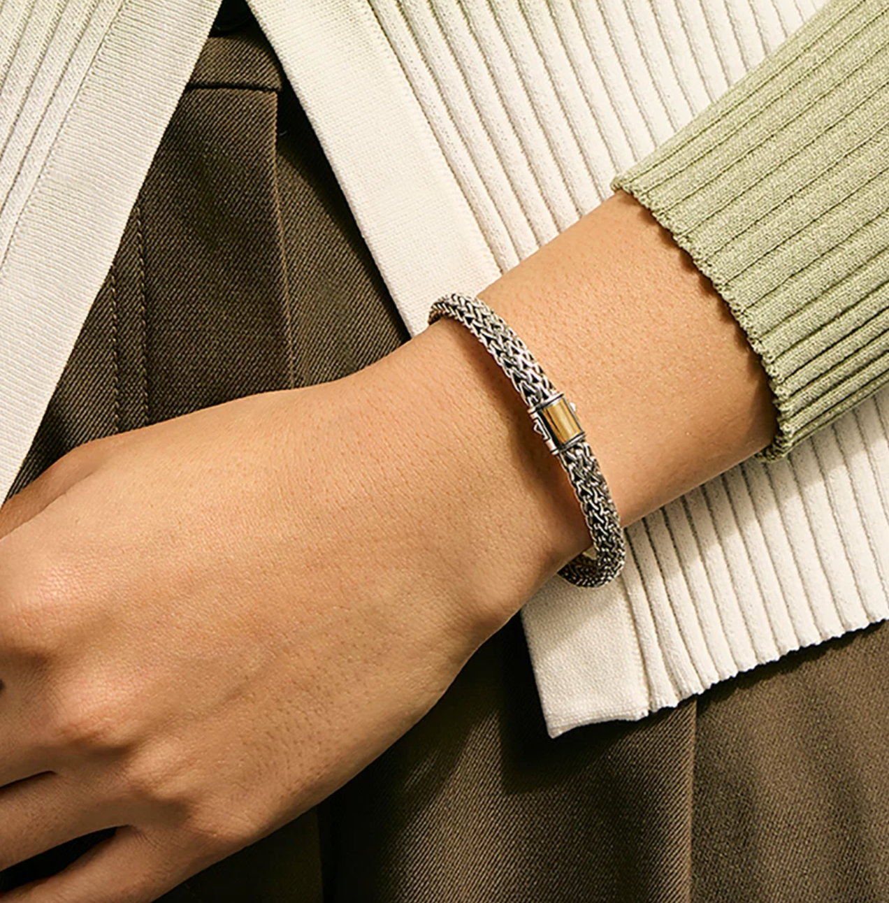 Sterling Silver & 14K Icon 6.5mm Bracelet with Gold Clasp by John Hardy