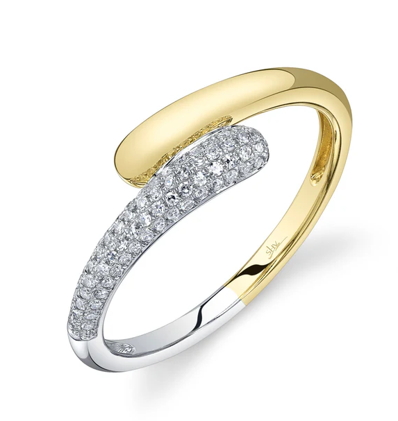 14K TT .15cttw Pave Bypass Ring by Shy Creation Main image