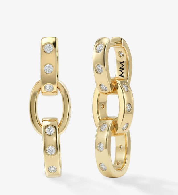 Gold Plated Ashley Convertible Chain Earrings in White CZ by Melinda Maria