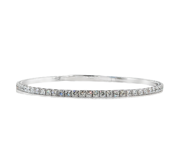 14K White Gold Diamond Line Flexi Bangle Bracelet