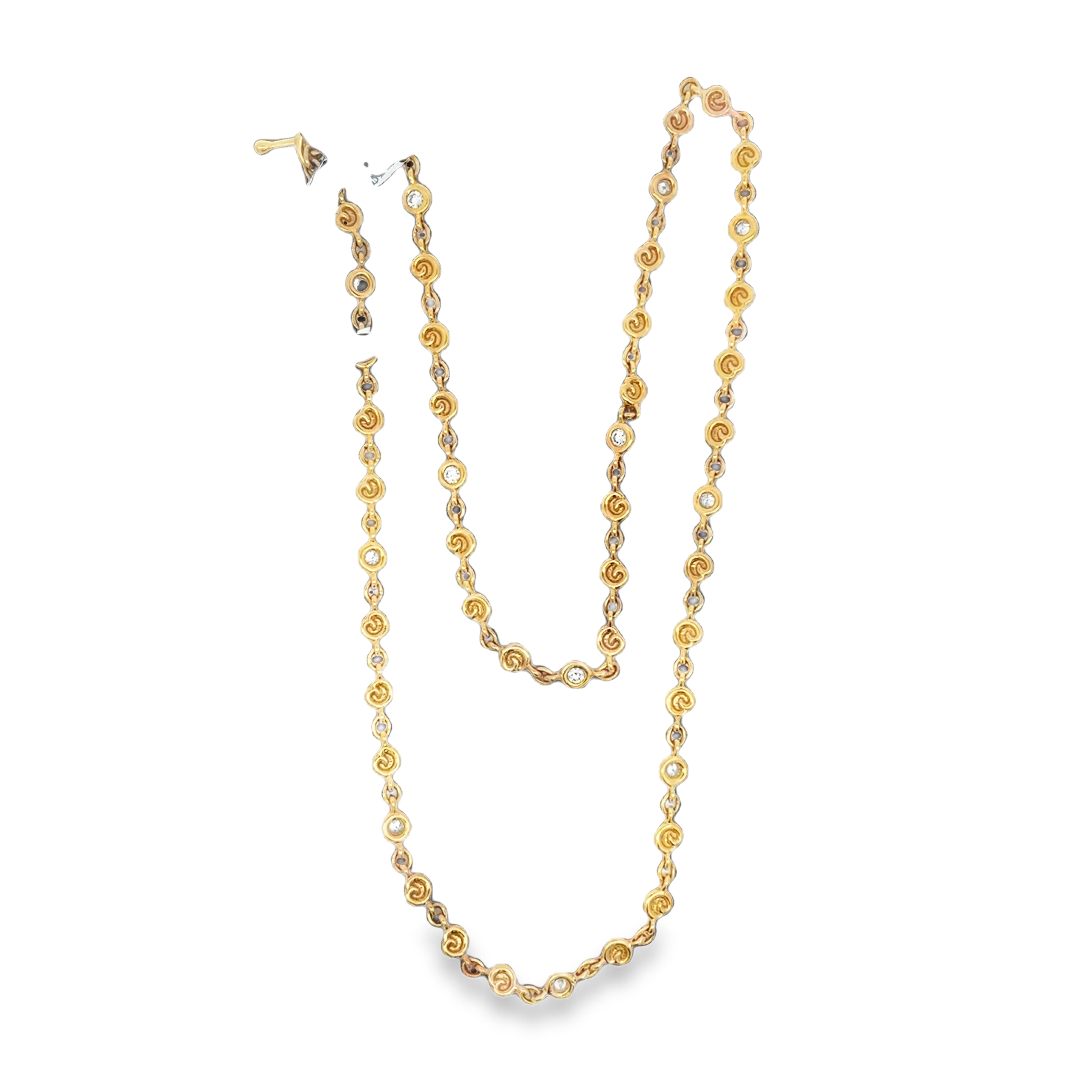 18K YG Diamond Bezel & Swirl Chain Toggle Necklace by Erica Courtney