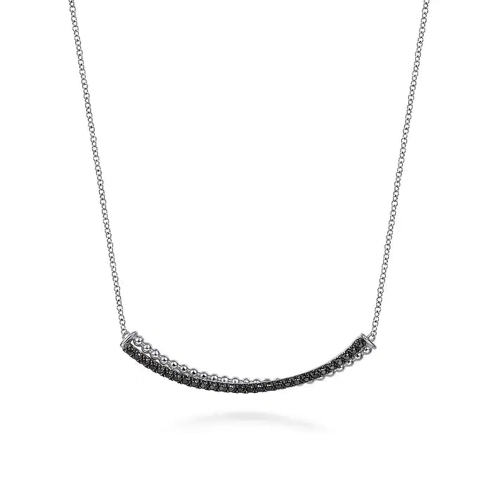 Sterling Silver Black Spinel Bujukan Bar Necklace by Gabriel NY