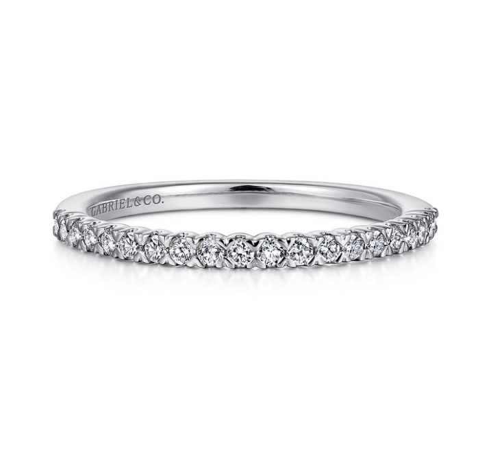14K White Gold "Vienne" Prong Set Diamond Wedding Band by Gabriel NY Secondary image