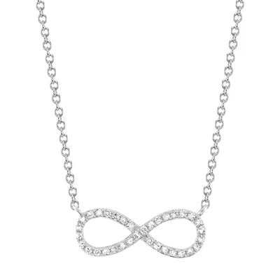 14K WG 1/10cttw Diamond Infinity Pendant Necklace