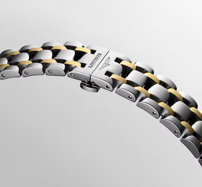 Longines DolceVita Rectangular Watch with Silver Flinqué Dial & 18K Gold Crown