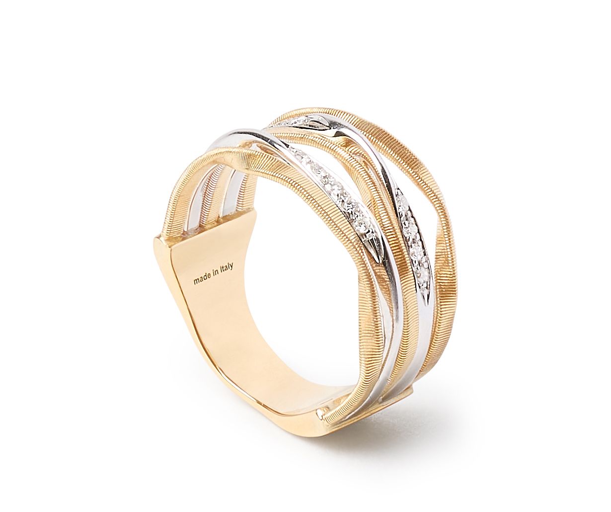 18K Y/WG Marrakech Onde 5-Strand Coil Ring with Diamonds by Marco Bicego Secondary image