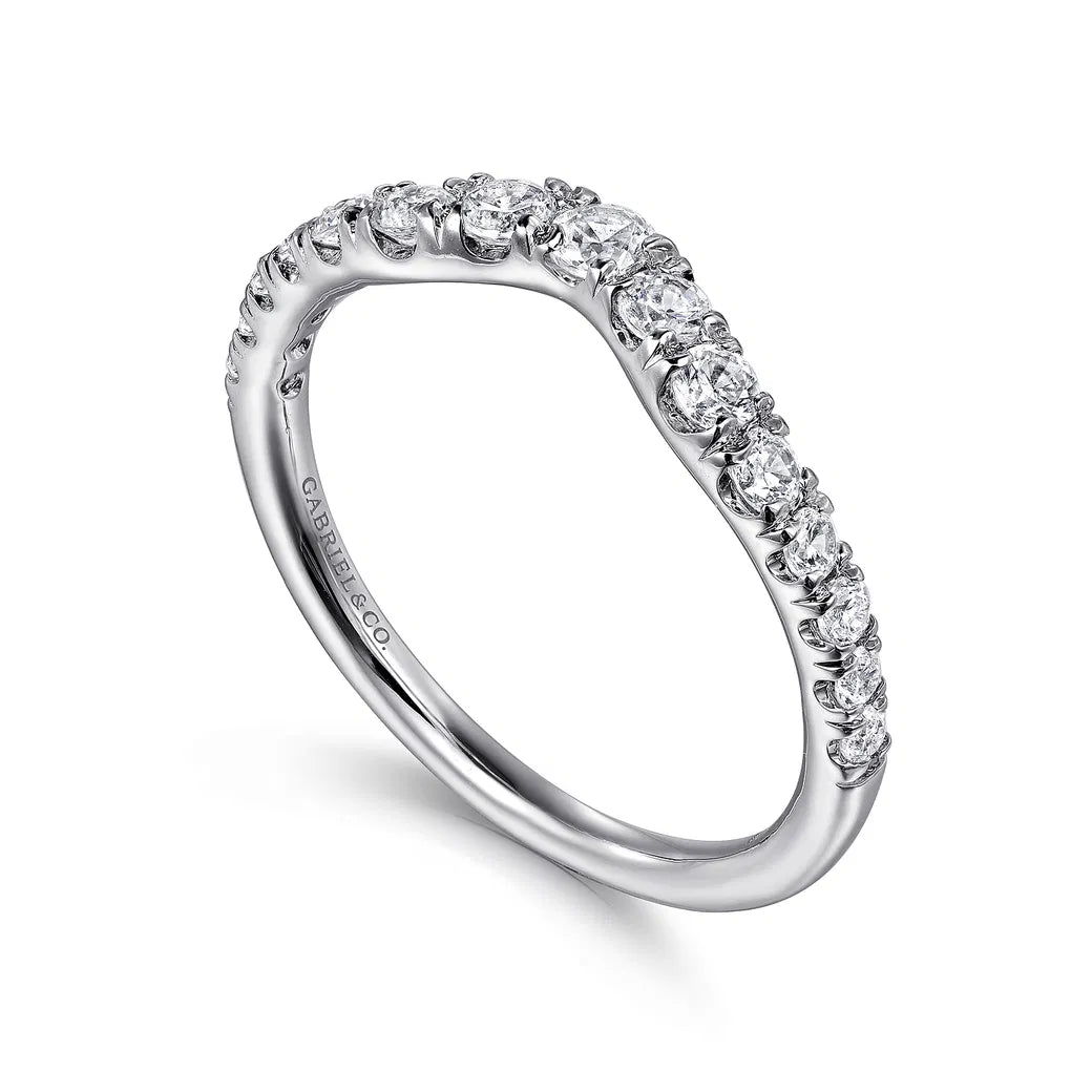 14K WG "Chambery" Curved French Pave 1/2cttw Diamond Wedding Band by Gabriel NY