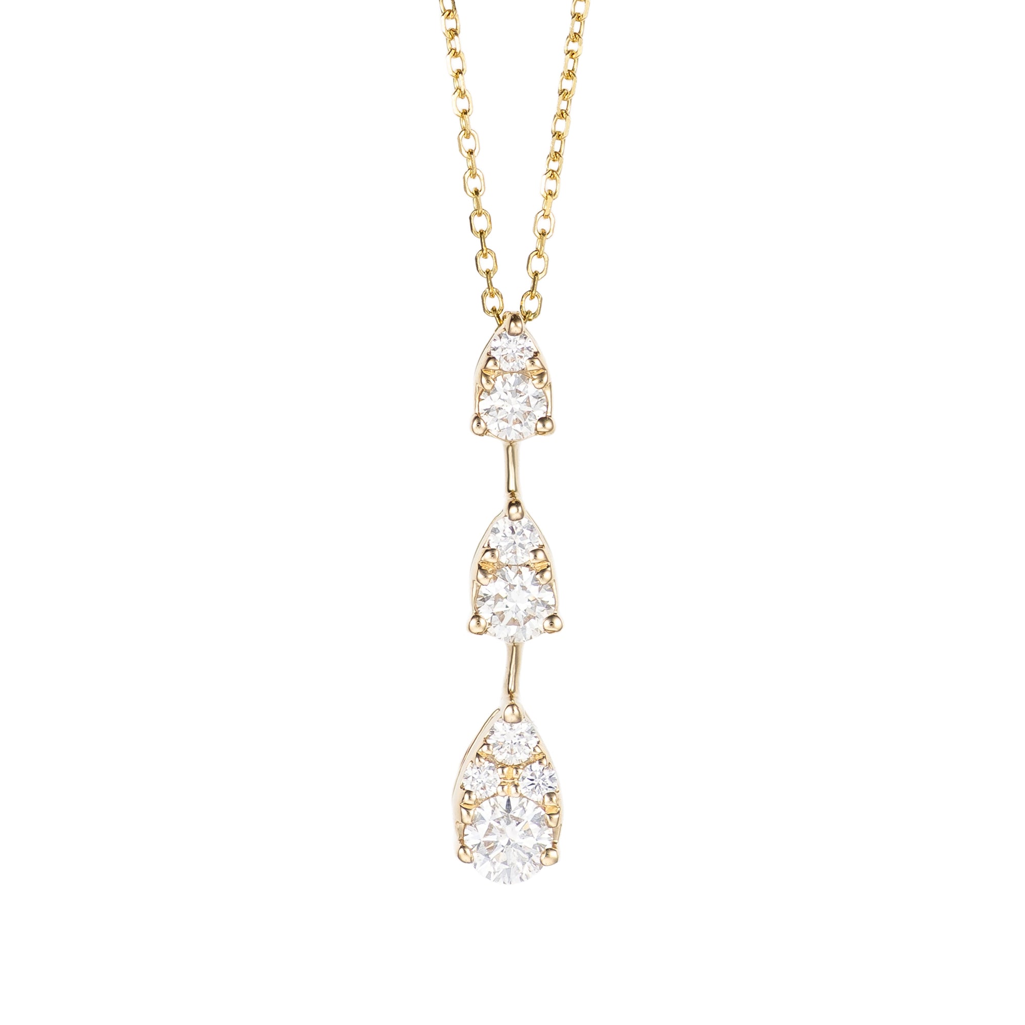 14K Yellow Gold Diamond Pear Shape Vertical Bar Pendant Necklace Secondary image