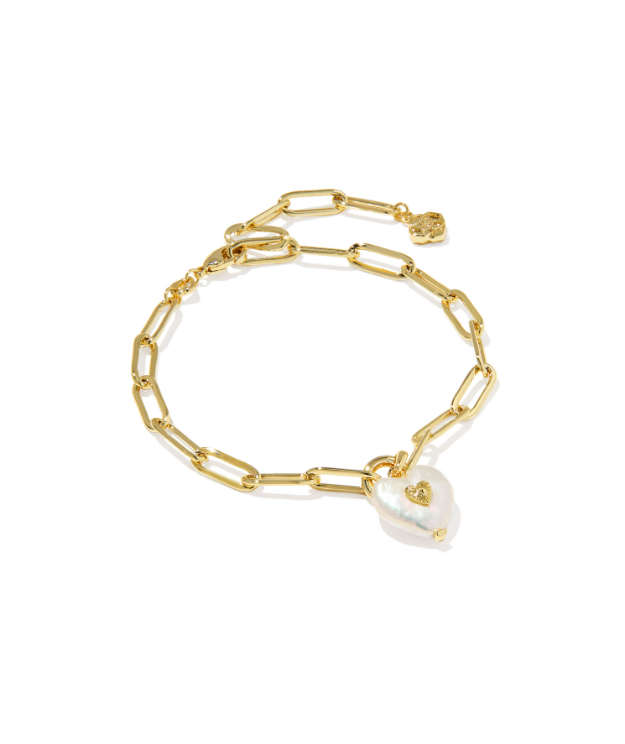 Sasha Gold Plated Heart Delicate Chain Bracelet in Freshwater Cultured Pearl by Kendra Scott Main image