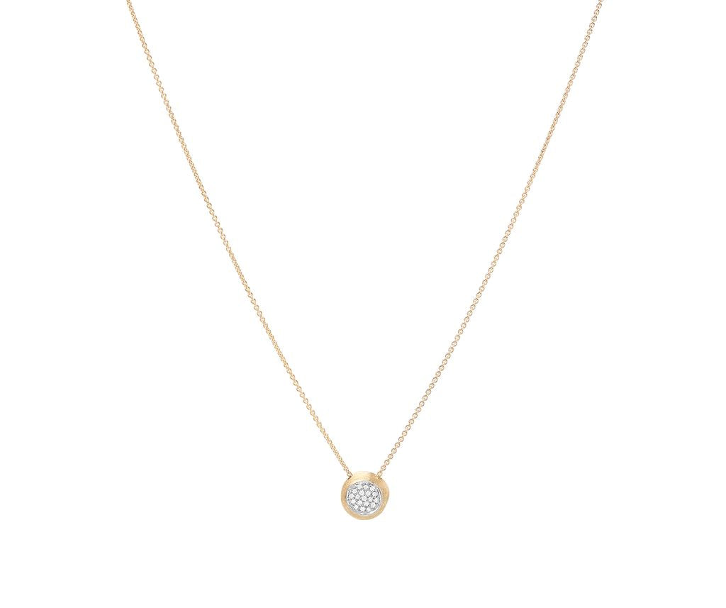 18K W/YG Jaipur Link Diamond Pave Disc Pendant Necklace by Marco Bicego
