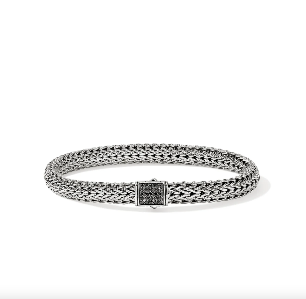 Sterling Silver Icon 6.5mm Bracelet with Treated Black Sapphire Clasp by John Hardy