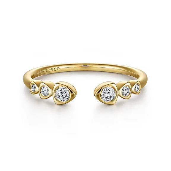 14K YG Bezel Set Diamond Split Stackable Band by Gabriel NY