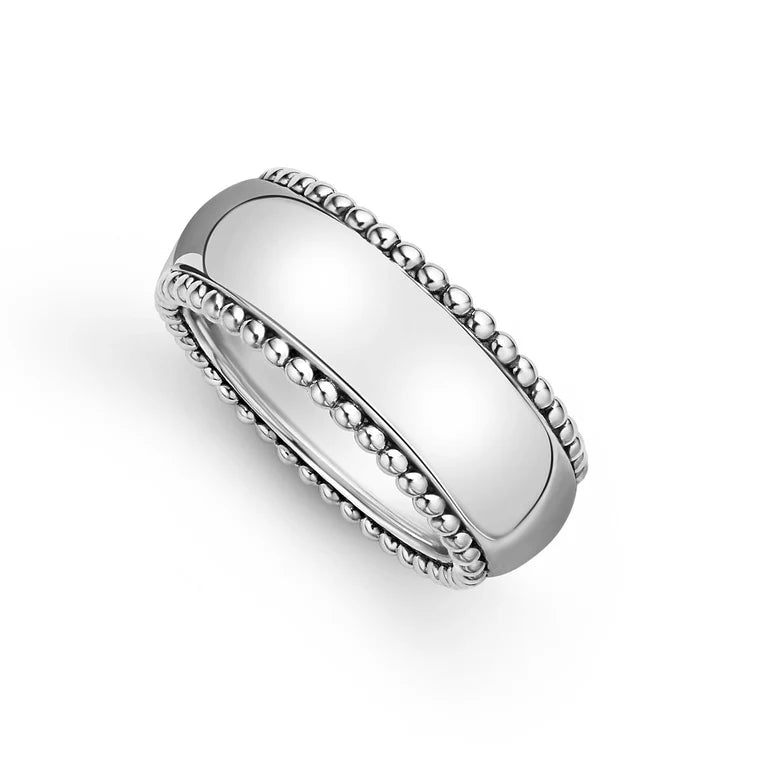 Sterling Silver Caviar Men's Band by LAGOS