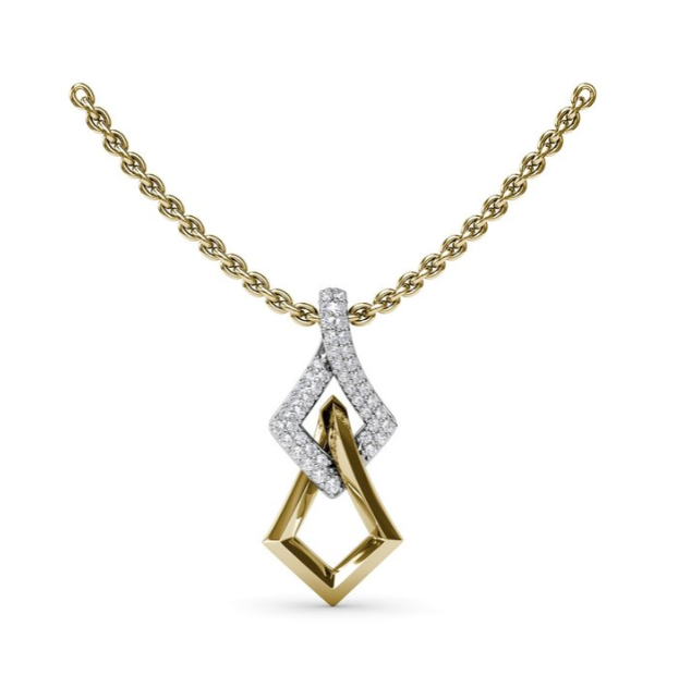 18K Two-Tone Diamond & Polished Lynq Pendant Necklace by Fana
