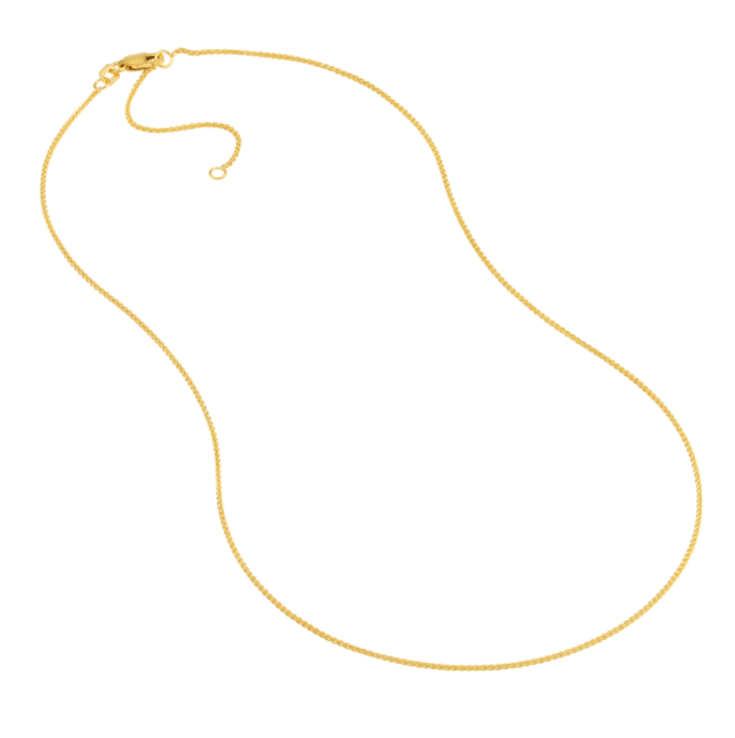 14K Yellow Gold 1.05mm Adjustable Wheat Chain, 18" Main image