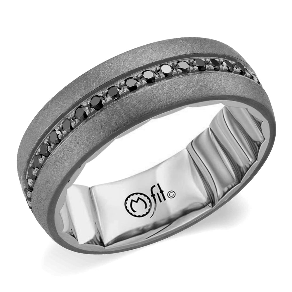 14K WG & Grey Tantalum Black Diamond Channel Men's Band by Mfit Main image