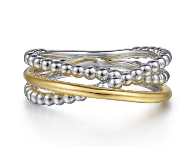 Sterling Silver & 14K YG Criss-Cross Ring by Gabriel
