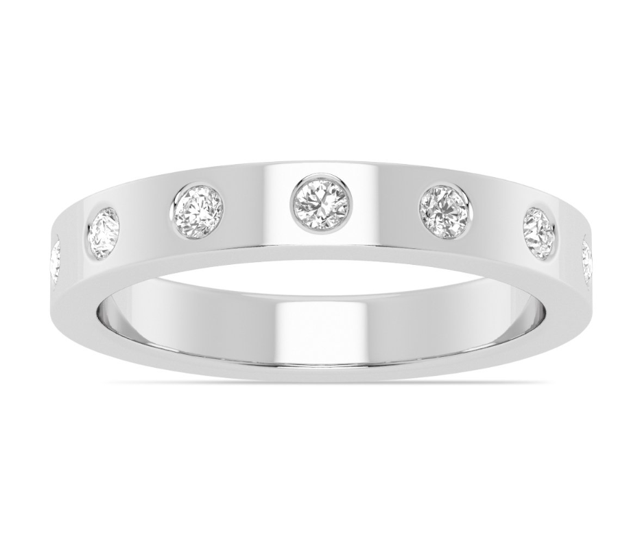 14K WG 1/5cttw Diamond Burnished Set Band by Imagine Bridal