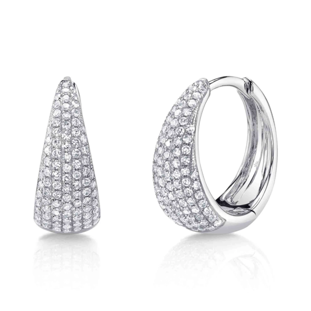 14K WG 2/5cttw Diamond Pave Graduated Small Hoop by Shy Creation