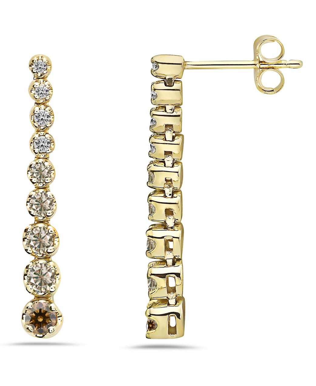 14K YG 3/4cttw Desert Diamond Graduated Dangle Earrings Main image