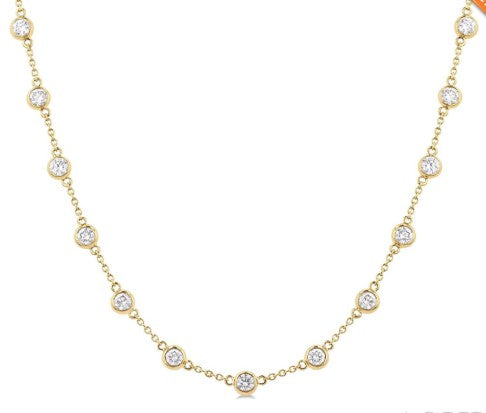 14K YG 3cttw Diamond Bezel Station Necklace Main image