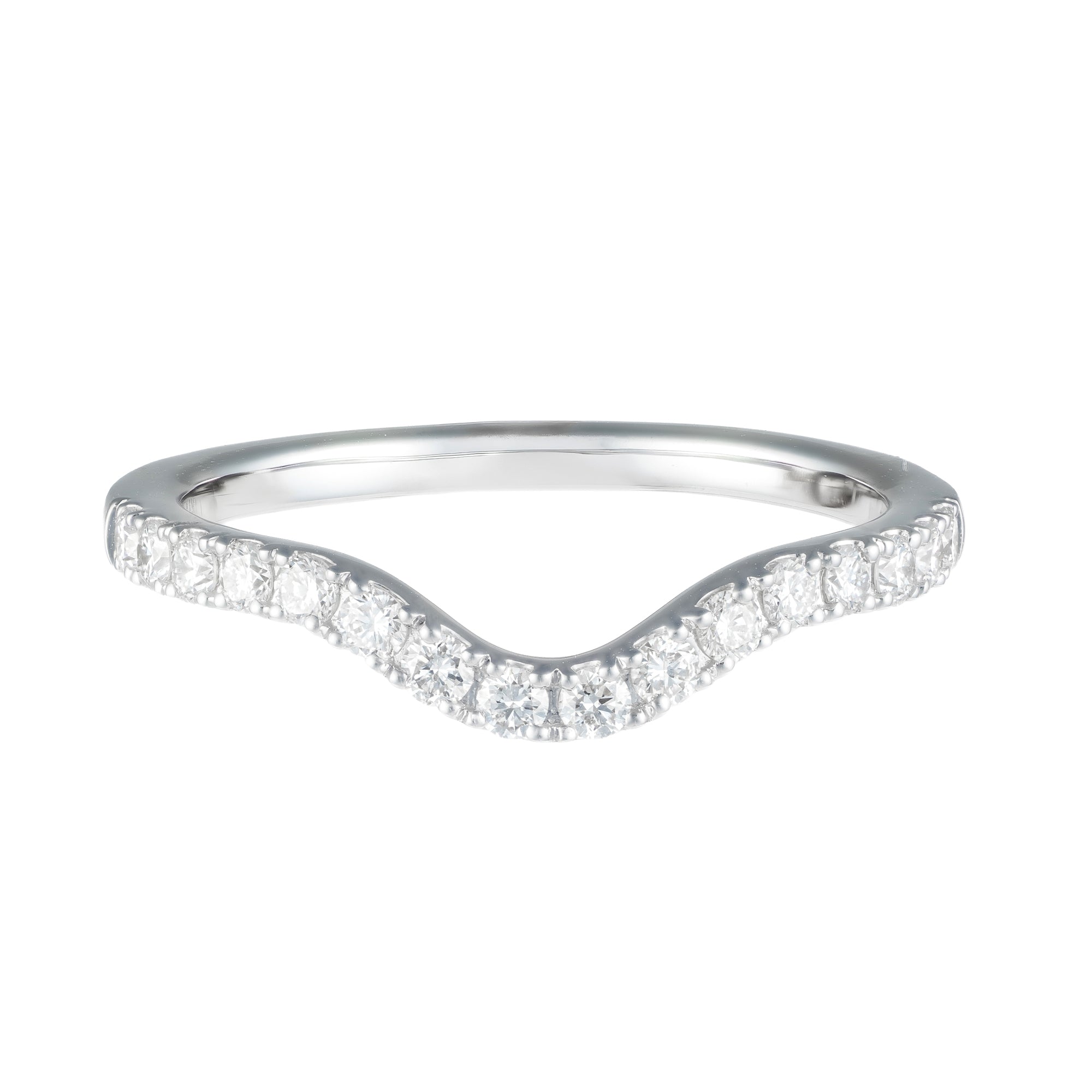 14K White Gold 1/3cttw Contour Curved Wedding Band by Diamonds Forever Main image