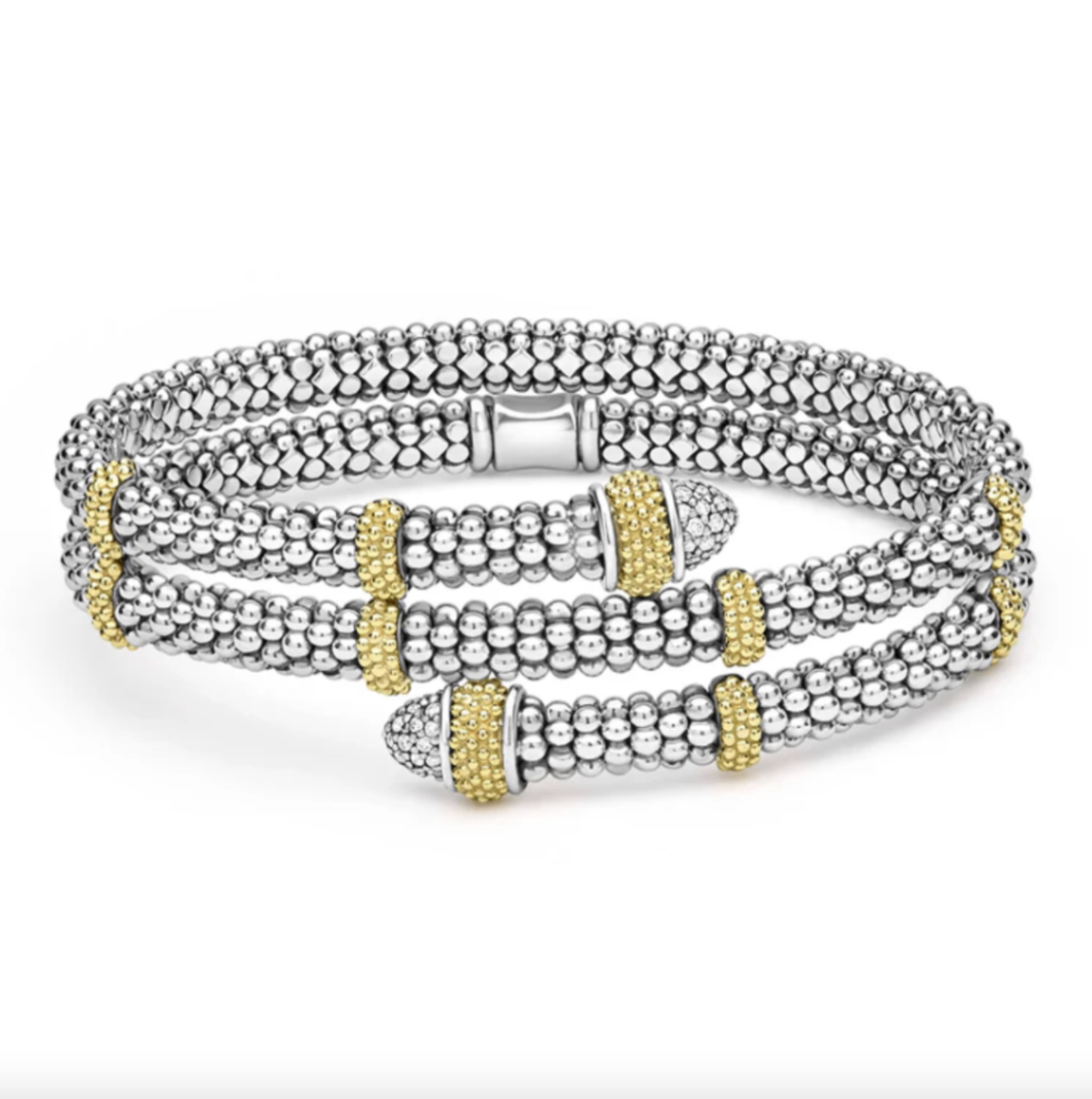 SS/18K Caviar Lux Two-Tone Diamond Versa Wrap Bracelet by LAGOS Main image
