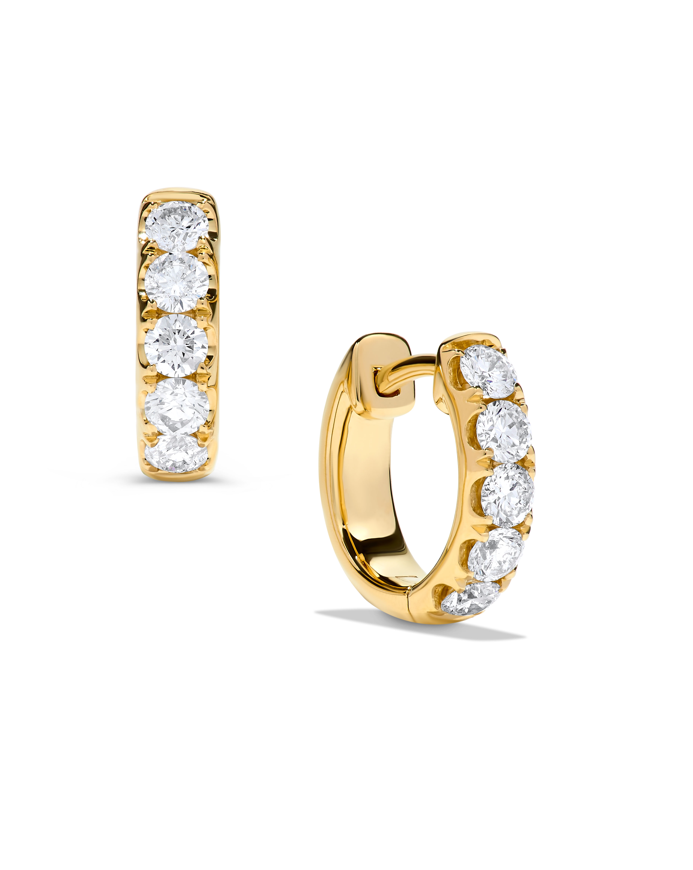 14K Yellow Gold 1cttw Diamond Huggie Earrings Main image