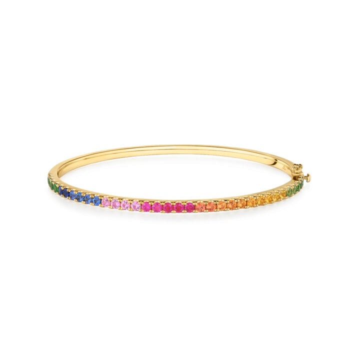 18K YG Stackable Bangle with Rainbow Sapphires by KWIAT