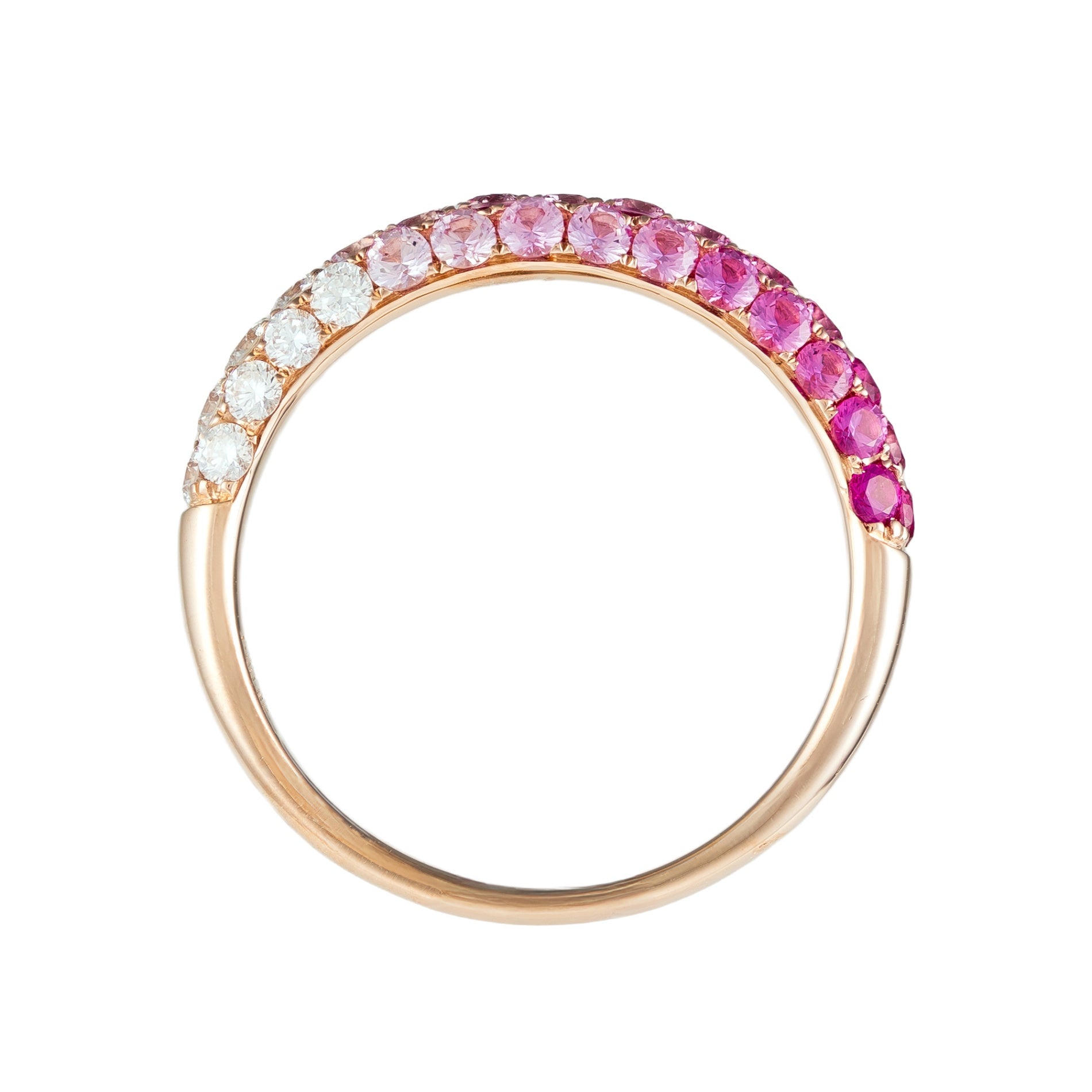 18K Rose Gold Ombre Pink Sapphire & Diamond Band by David Kord