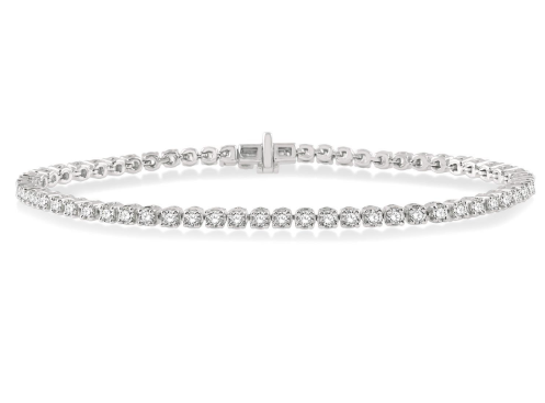 14K WG 3cttw Round Diamond 4-Prong Tennis Bracelet Main image