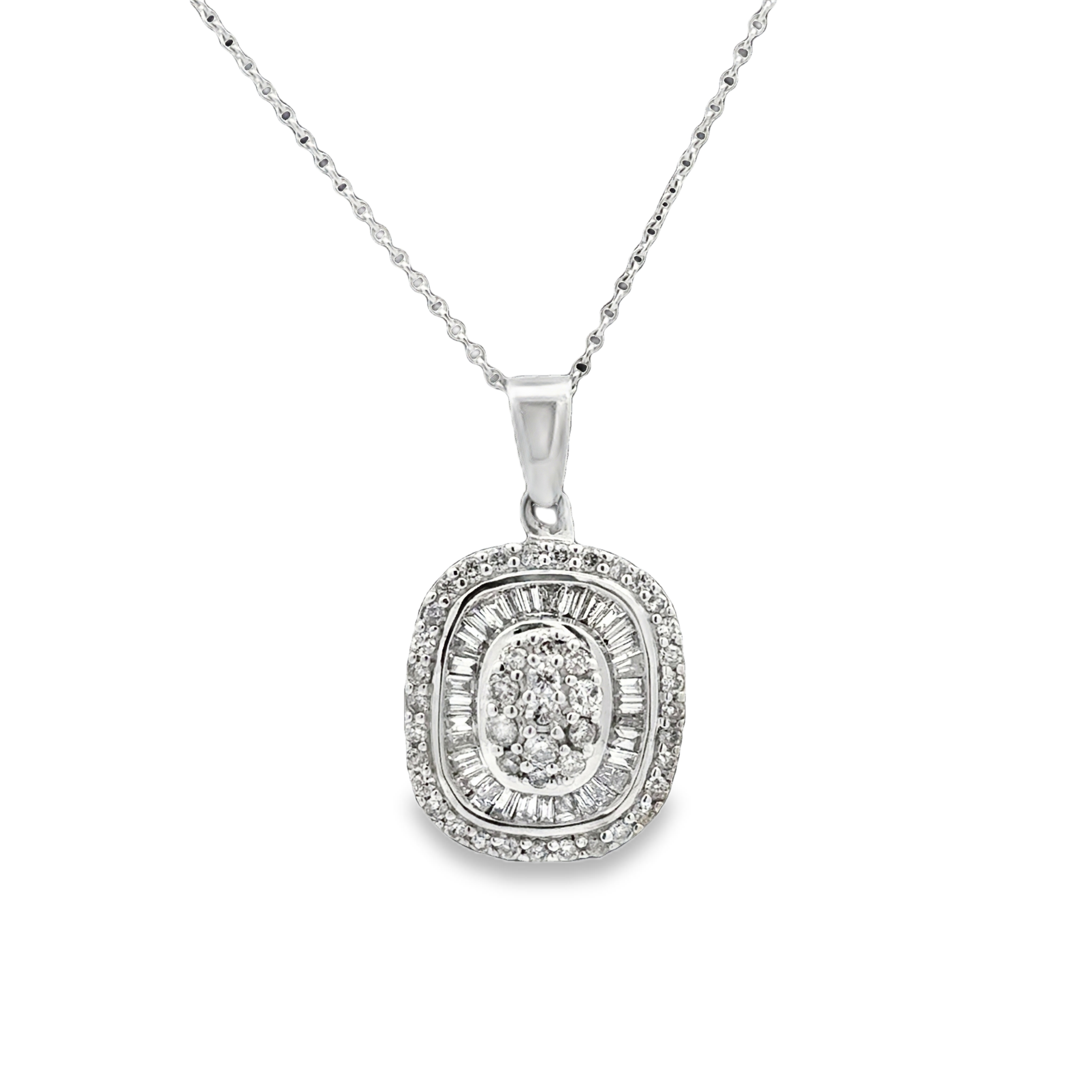 14K WG Effy Double Halo Cluster Pendant Necklace *Estate Item Sold as is, Final Sale* Main image