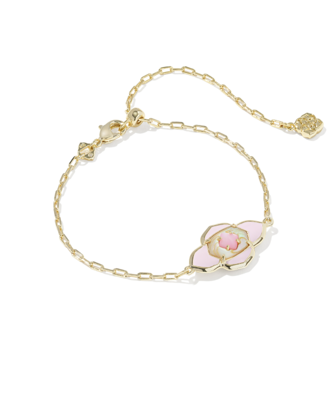 Gold Plated Abbie Medallion Chain Bracelet in Pink Mix by Kendra Scott
