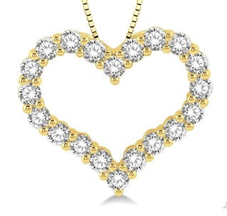 14K YG 1cttw Diamond Heart Pendant Necklace