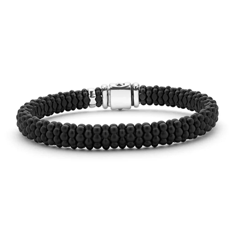 SS/18K Black Caviar Matter Ceramic 9mm Rope Bracelet by LAGOS Main image