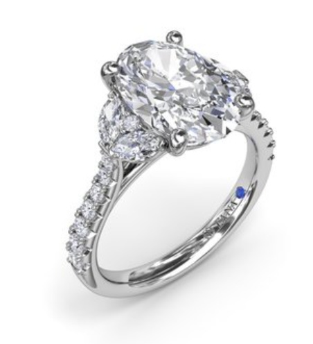 14K WG .59cttw Marquise and Round Half-Moon Shaped Diamond Engagement Ring by Fana Main image
