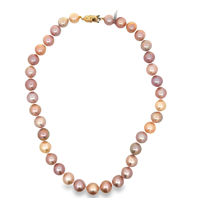 14K YG Multi Colored Baroque Freshwater Pearl Strand Necklace (12x9)