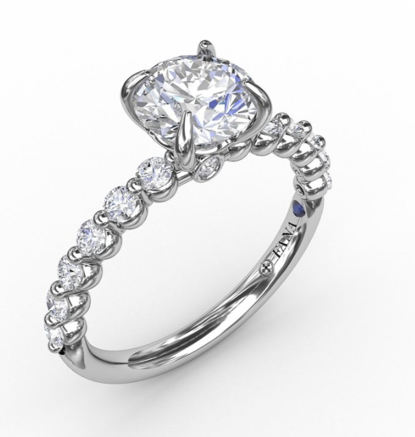 14K WG Round Shared Prong Diamond Semi-Mount by Fana