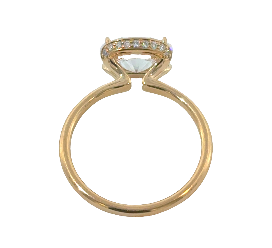 14K Yellow Gold East-West Oval Framed Solitaire Semi-Mount with Hidden Halo Secondary image