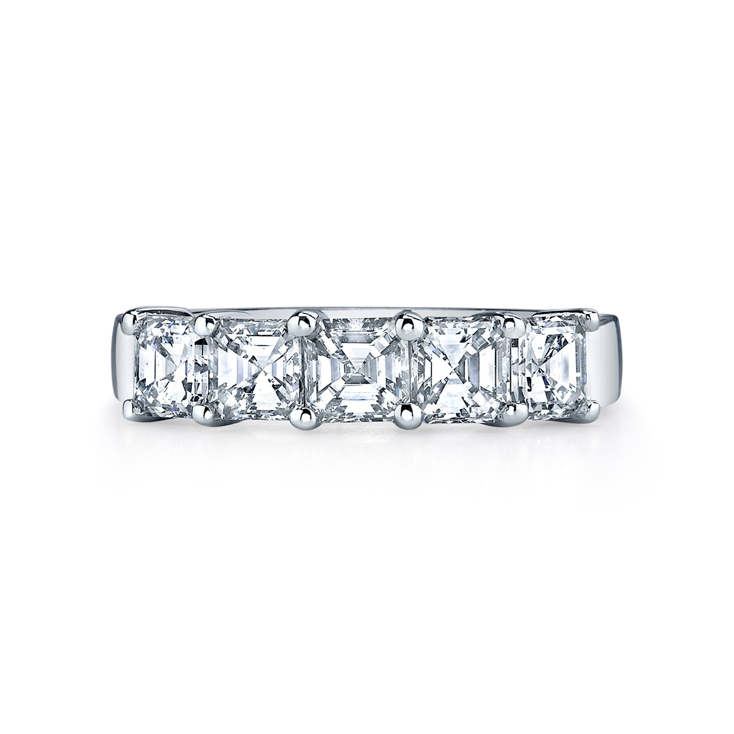 18K WG 5-Stone Asscher Cut Diamond Band by Joshua J