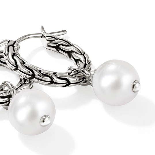 Sterling Silver Essentials Hoops with Cultured Freshwater Pearl by John Hardy