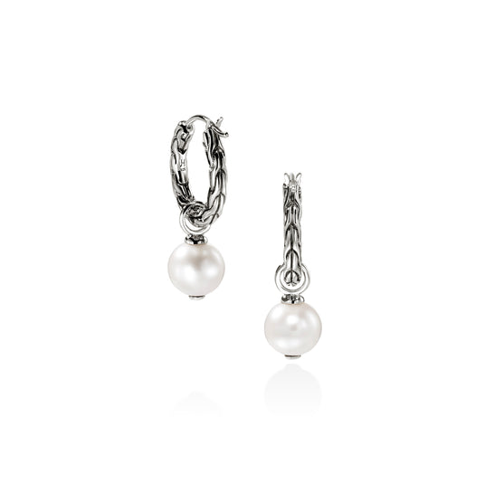 Sterling Silver Essentials Hoops with Cultured Freshwater Pearl by John Hardy
