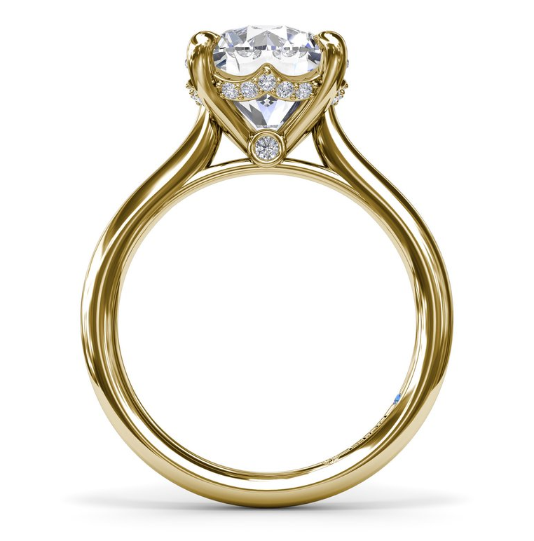14K Yellow Gold Lab Grown Round Hidden Halo Engagement Ring by Fana Secondary image